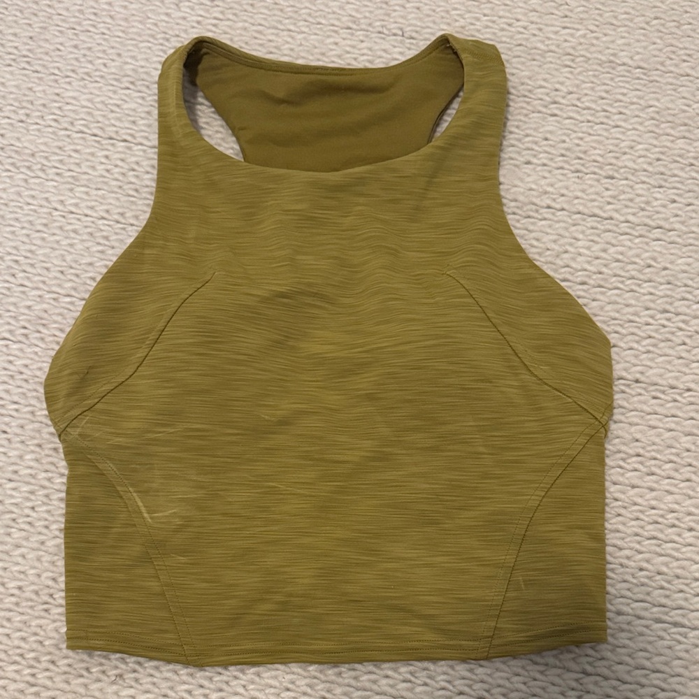 lululemon athletica Olive Green High Neck Racerback Crop Tank